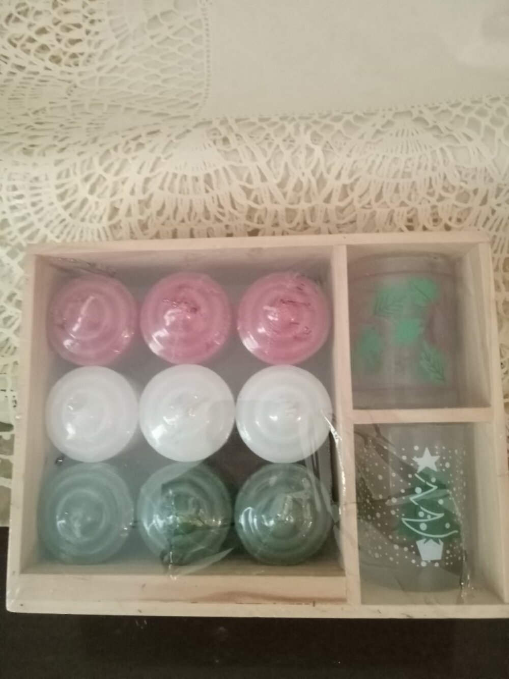 Set of Two Holiday Votive Candle Holders with Nine Votive Candles - NIB